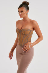 Fioreclo Santina Corset in Chocolate Nude