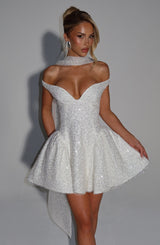 Fioreclo Saphyra Mini Dress in Ivory