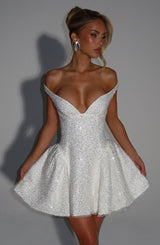 Fioreclo Saphyra Mini Dress in Ivory