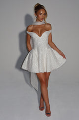 Fioreclo Saphyra Mini Dress in Ivory