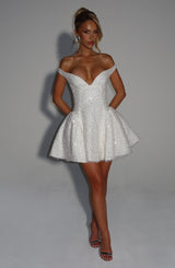 Fioreclo Saphyra Mini Dress in Ivory