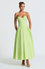 Fioreclo Selma Midi Dress in Lime
