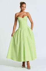 Fioreclo Selma Midi Dress in Lime