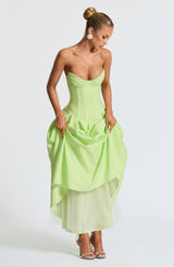 Fioreclo Selma Midi Dress in Lime