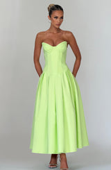 Fioreclo Selma Midi Dress in Lime
