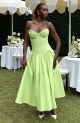Fioreclo Selma Midi Dress in Lime