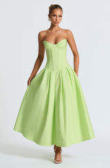 Fioreclo Selma Midi Dress in Lime