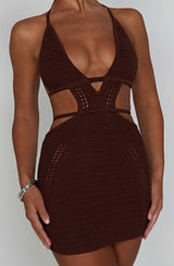 Fioreclo Serena Mini Dress in Chocolate