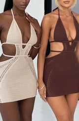 Fioreclo Serena Mini Dress in Chocolate