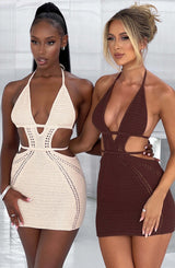 Fioreclo Serena Mini Dress in Chocolate
