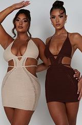 Fioreclo Serena Mini Dress in Chocolate