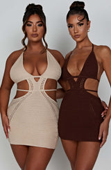 Fioreclo Serena Mini Dress in Chocolate