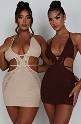 Fioreclo Serena Mini Dress in Chocolate
