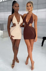 Fioreclo Serena Mini Dress in Chocolate