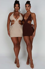 Fioreclo Serena Mini Dress in Chocolate