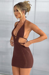 Fioreclo Serena Mini Dress in Chocolate