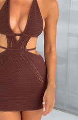 Fioreclo Serena Mini Dress in Chocolate