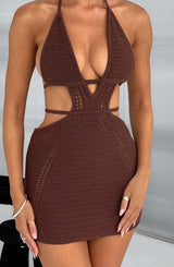 Fioreclo Serena Mini Dress in Chocolate