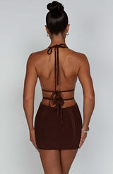 Fioreclo Serena Mini Dress in Chocolate