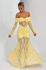 Fioreclo Solene Maxi Dress in Lemon