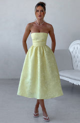 Fioreclo Sorcha Midi Dress in Lemon