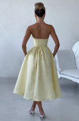Fioreclo Sorcha Midi Dress in Lemon