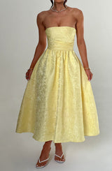 Fioreclo Sorcha Midi Dress in Lemon