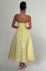Fioreclo Sorcha Midi Dress in Lemon