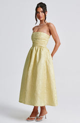 Fioreclo Sorcha Midi Dress in Lemon
