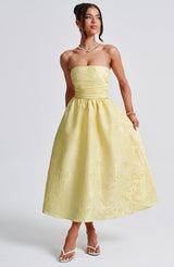 Fioreclo Sorcha Midi Dress in Lemon