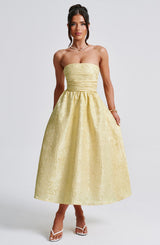 Fioreclo Sorcha Midi Dress in Lemon