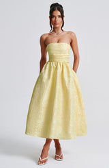 Fioreclo Sorcha Midi Dress in Lemon