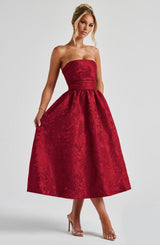Fioreclo Sorcha Midi Dress in Red