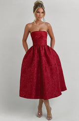 Fioreclo Sorcha Midi Dress in Red
