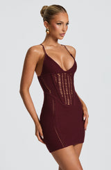Fioreclo Xandra Mini Dress in Cherry Lacquer