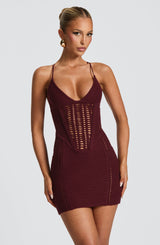 Fioreclo Xandra Mini Dress in Cherry Lacquer