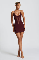 Fioreclo Xandra Mini Dress in Cherry Lacquer