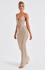 Fioreclo Xanthia Maxi Dress in Beige