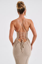 Fioreclo Xanthia Maxi Dress in Beige