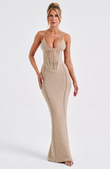 Fioreclo Xanthia Maxi Dress in Beige