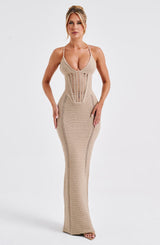 Fioreclo Xanthia Maxi Dress in Beige