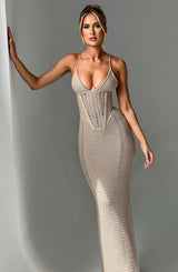 Fioreclo Xanthia Maxi Dress in Beige