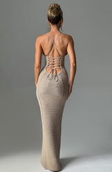 Fioreclo Xanthia Maxi Dress in Beige