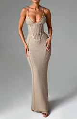 Fioreclo Xanthia Maxi Dress in Beige