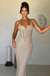 Fioreclo Xanthia Maxi Dress in Beige