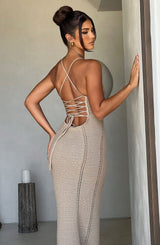 Fioreclo Xanthia Maxi Dress in Beige