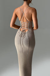 Fioreclo Xanthia Maxi Dress in Beige