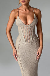 Fioreclo Xanthia Maxi Dress in Beige