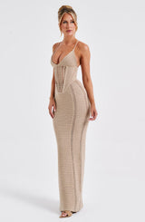 Fioreclo Xanthia Maxi Dress in Beige
