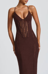 Fioreclo Xanthia Maxi Dress in Plum Brown